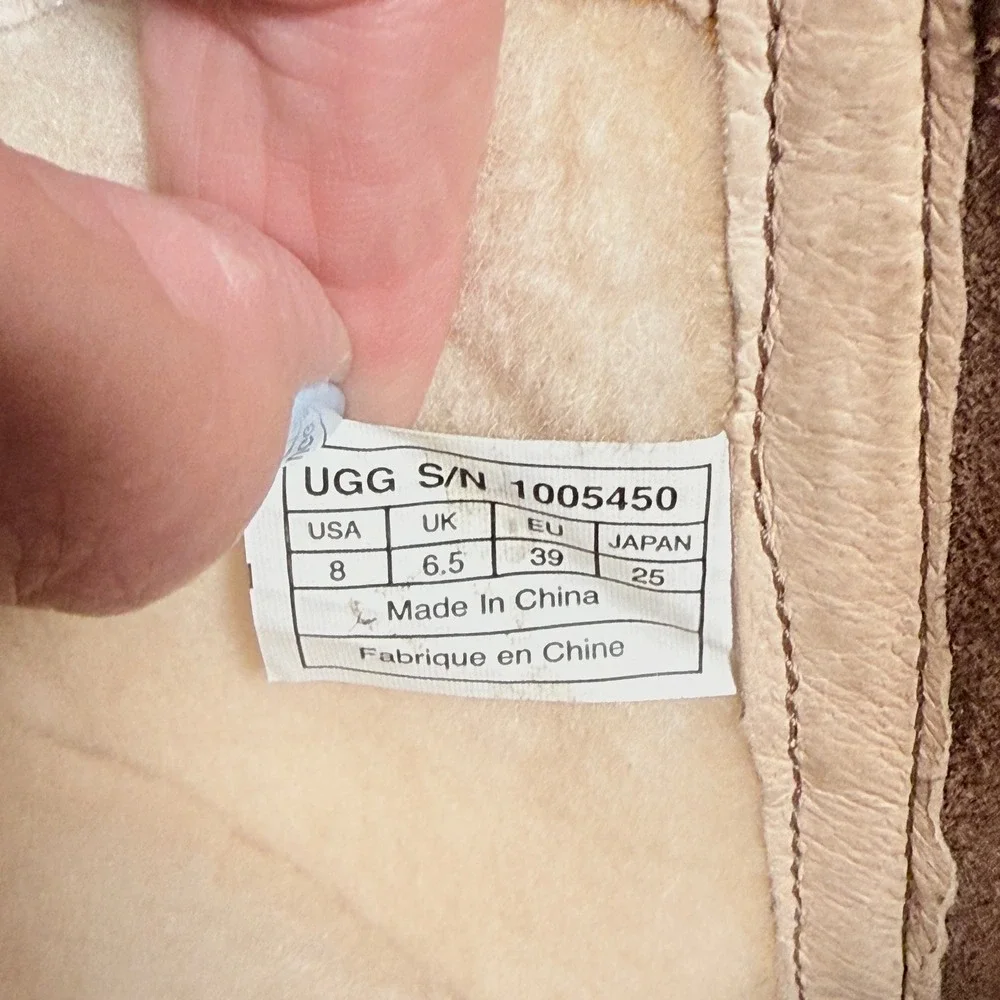 UGG Rosen Riding Boots Women 8 Brown Leather Tall Shearling Lined 1005450